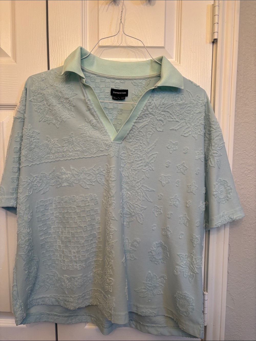 Standard Cloth Men's Mint Green Textured Polo